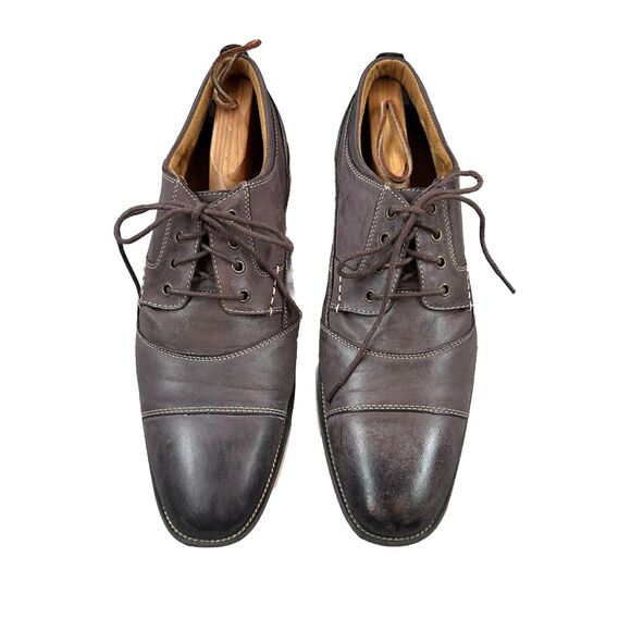 Men's Steve Madden P-Kesslo Leather Brown Leather Cap Toe Shoes Size 11.5 - Picture 1 of 11